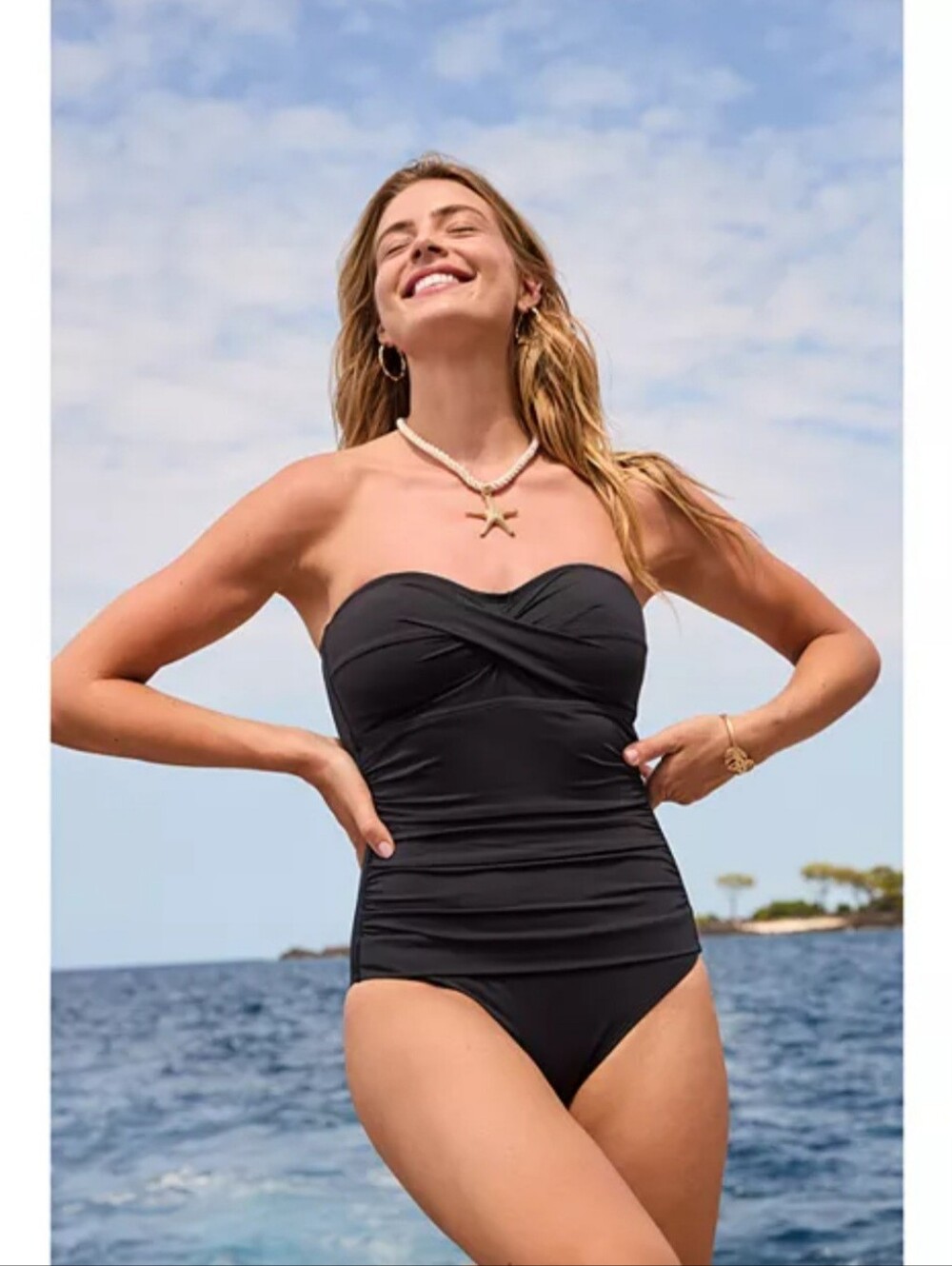 Tommy Bahama Black Strapless One-Piece Swimsuit